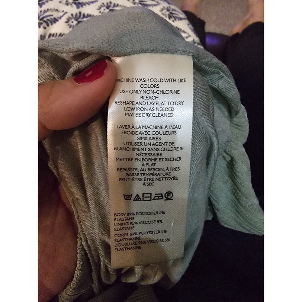 Anthropologie Sheer Ribbed Buckle Bubble Tank Green Size Medium Large NWT Crop - Picture 10 of 13